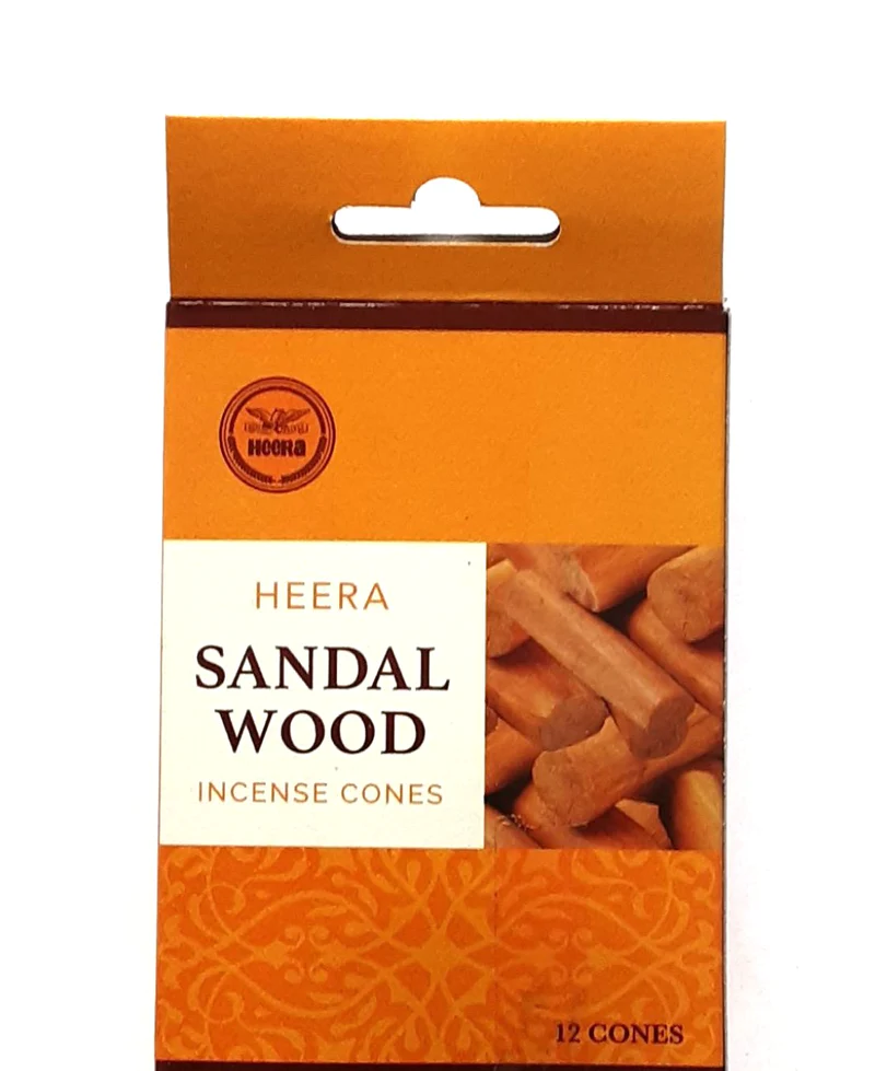 HEERA SANDALWOOD INCENSE CONES 12PCS