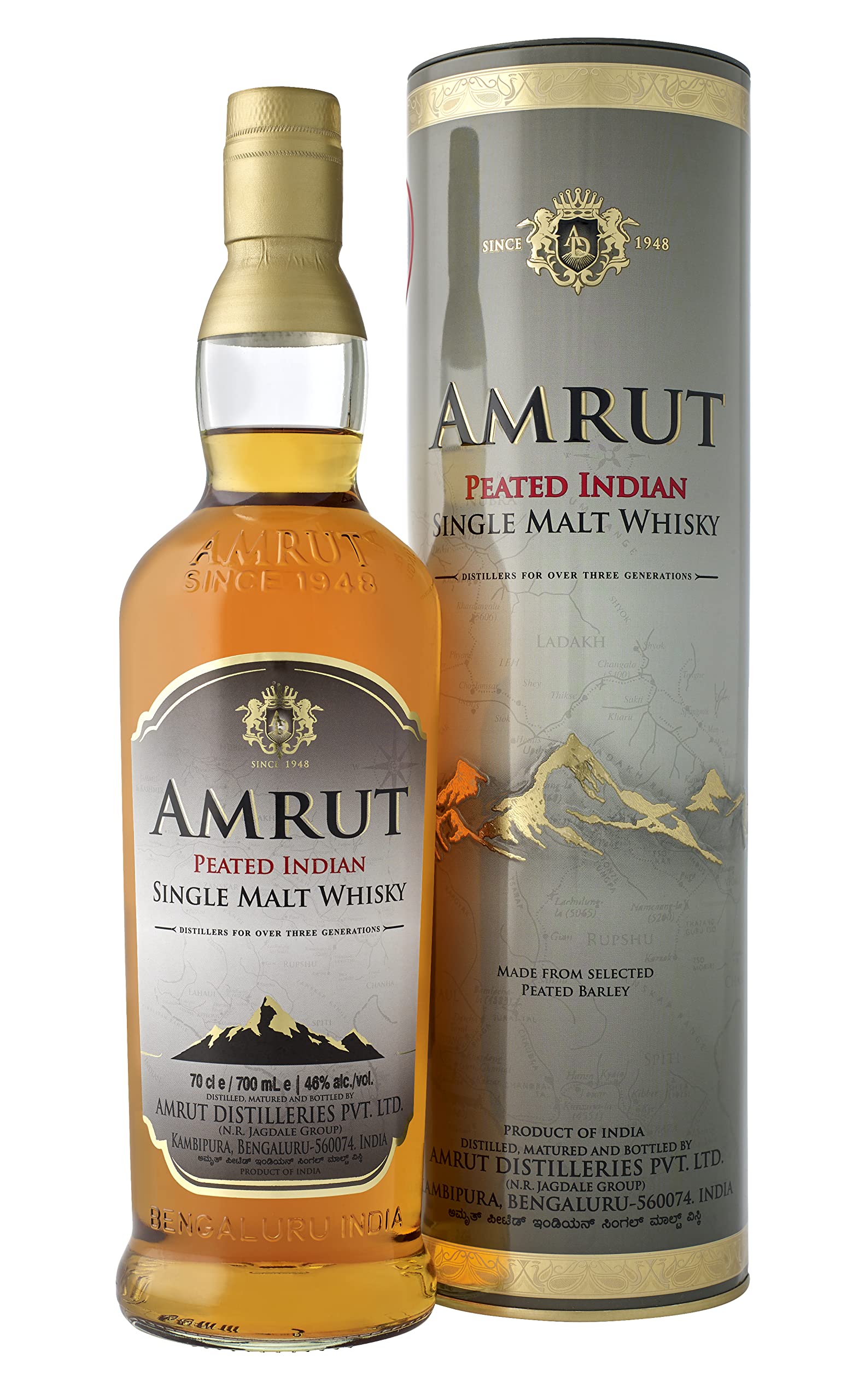 AMRUT PEATED INDIAN SINGLE MALT WHISKY 700ML