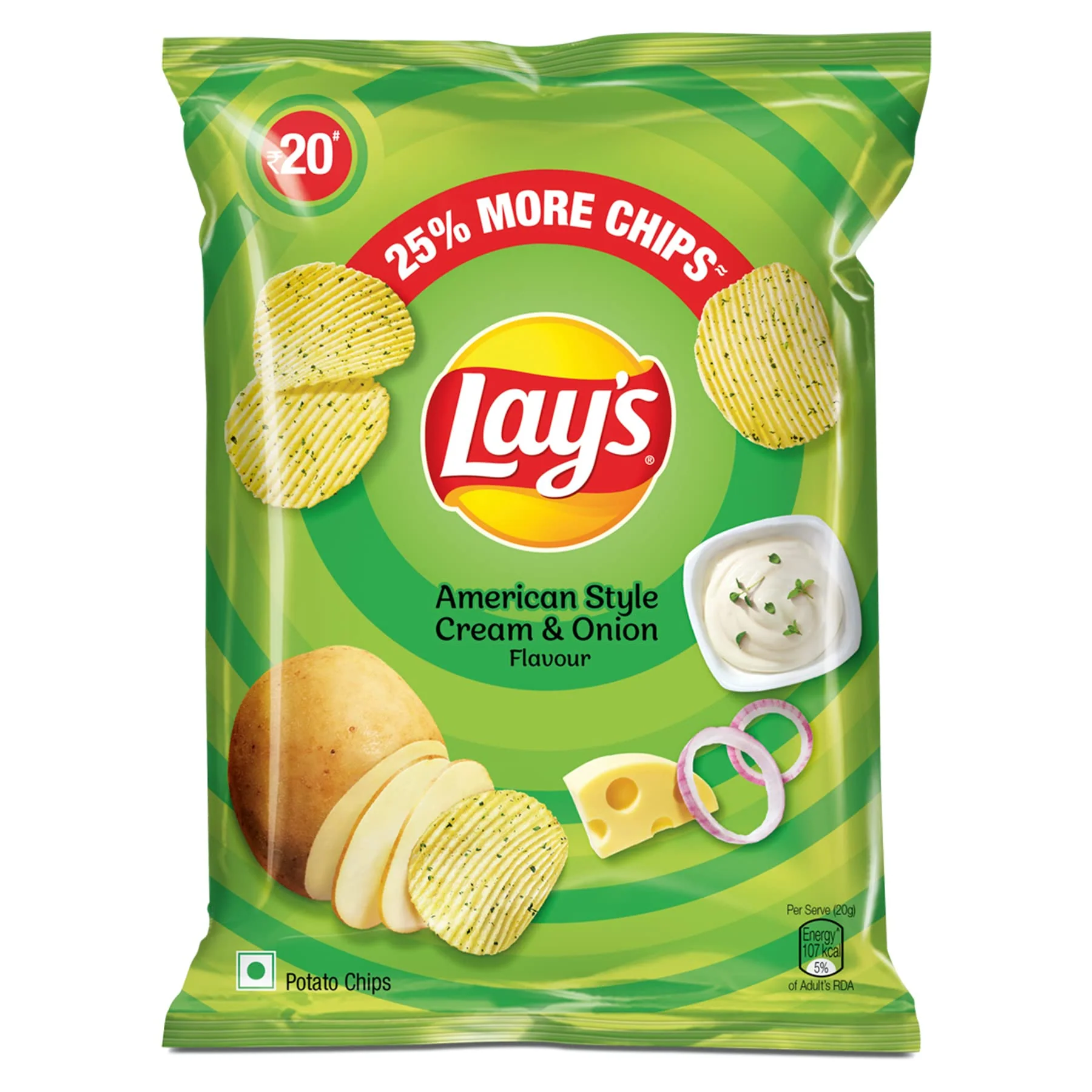 LAYS AMERICAN STYLE CREAM AND ONION FLAVOUR 50G