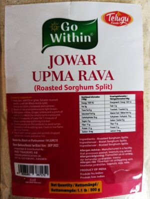 TELUGU FOODS JOWAR UPMA RAVA 500G
